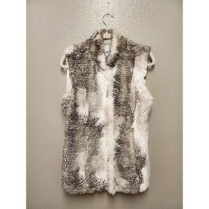 CAbi Aspen Faux Fur Vest Full Zip 3179 Cream Brown Tan Women's Large S